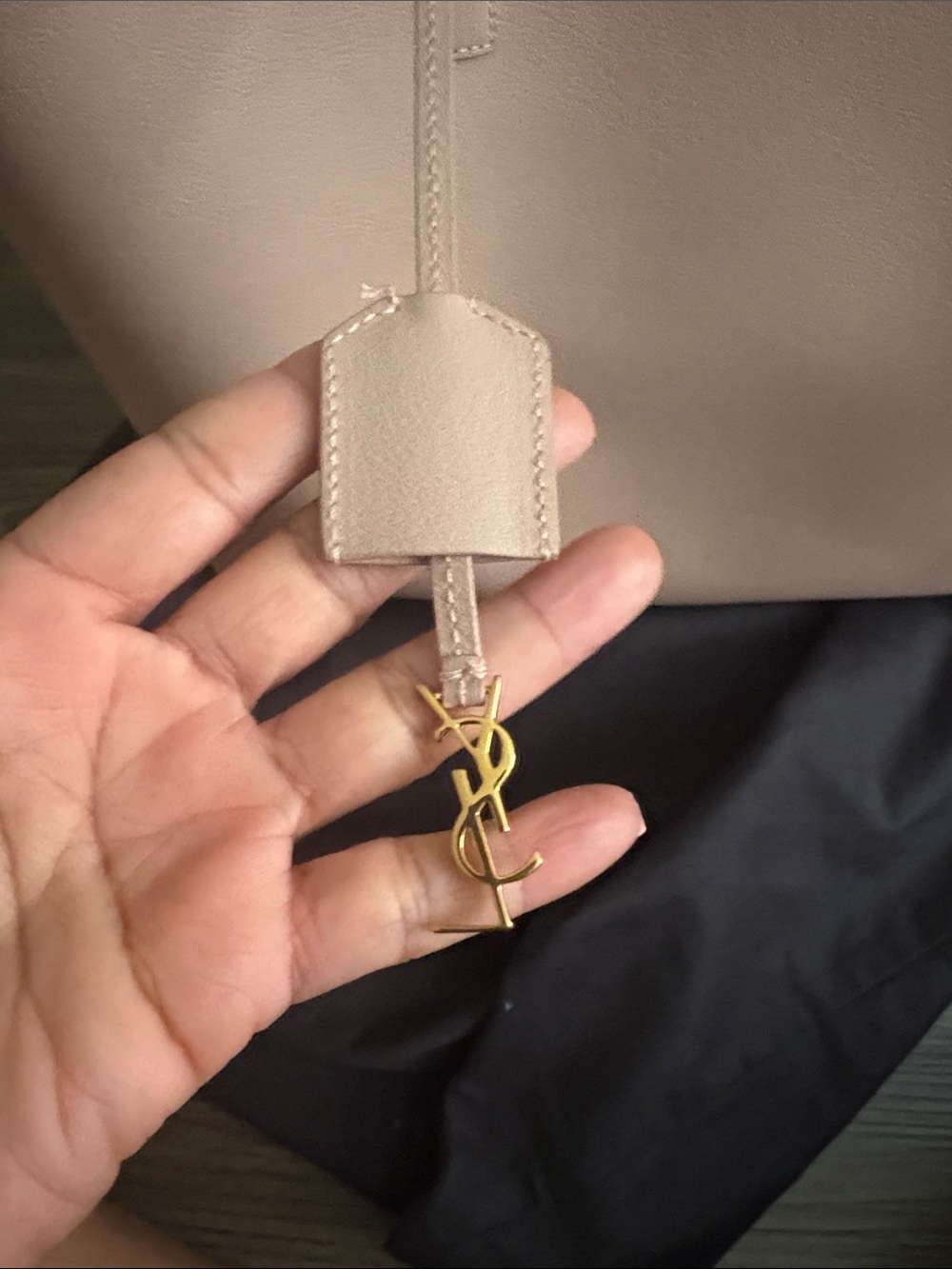 Saint Laurent Blush Leather Tote with Gold YSL Charm - Picture 2 of 16